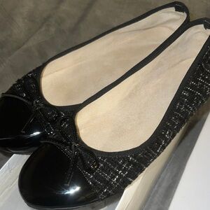 Patent Tweed Ballet Flats